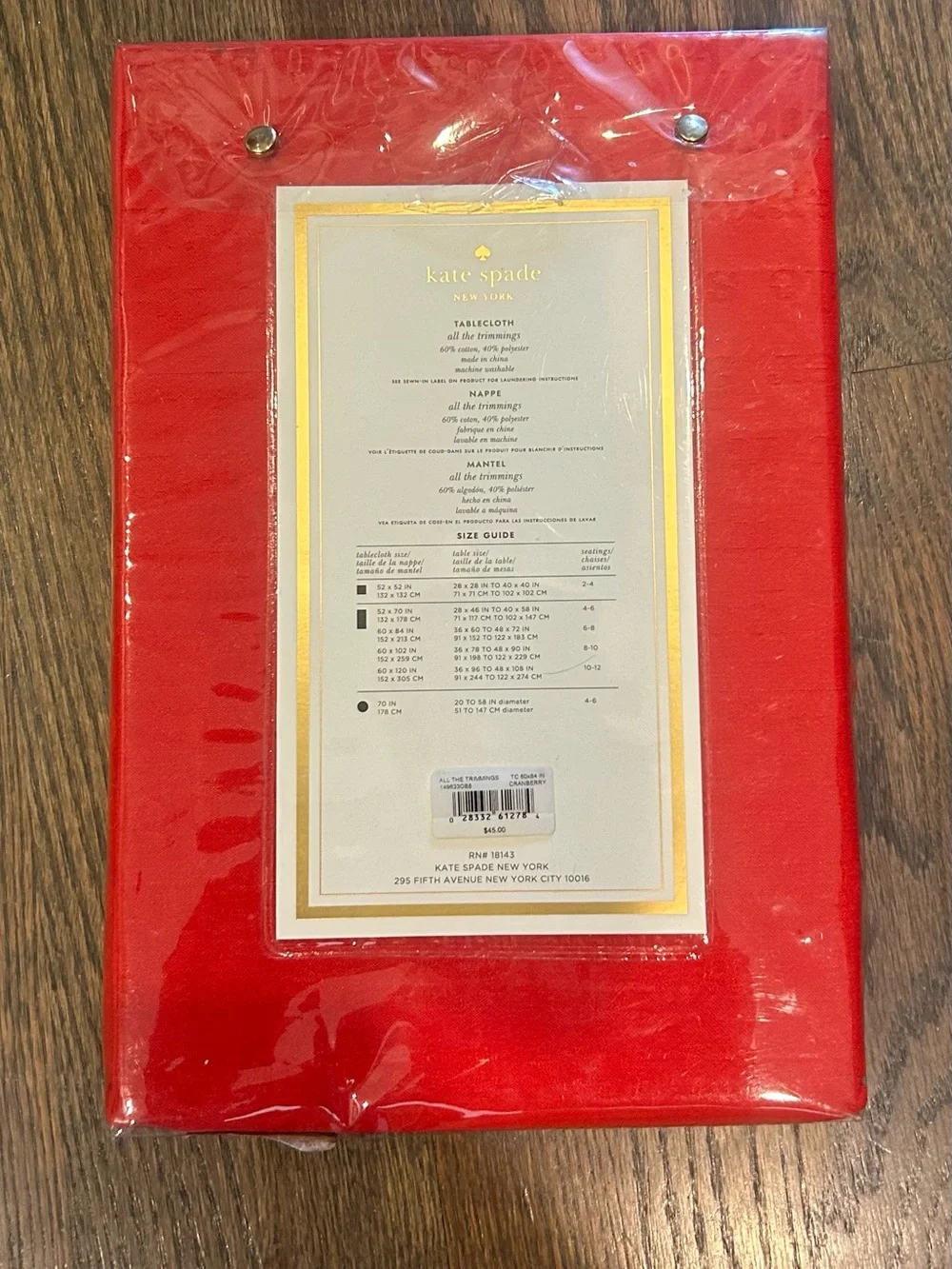 NEW* Kate Spade All The Trimmings Holiday Tablecloth 60”x84” Cranberry Red